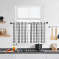 Buffalo Plaid Cafe Curtains 36 Inches Long, Gray And White Buffalo Check Kitchen Tier Curtains, Gingham Rod Pocket Short Tier Cu