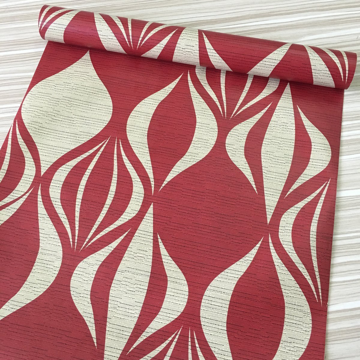 Yifely Red Geometric Design Furniture Paper Self-Adhesive Shelf Liner Dresser Drawer Sticker 17.7 Inch by 9.8 Feet