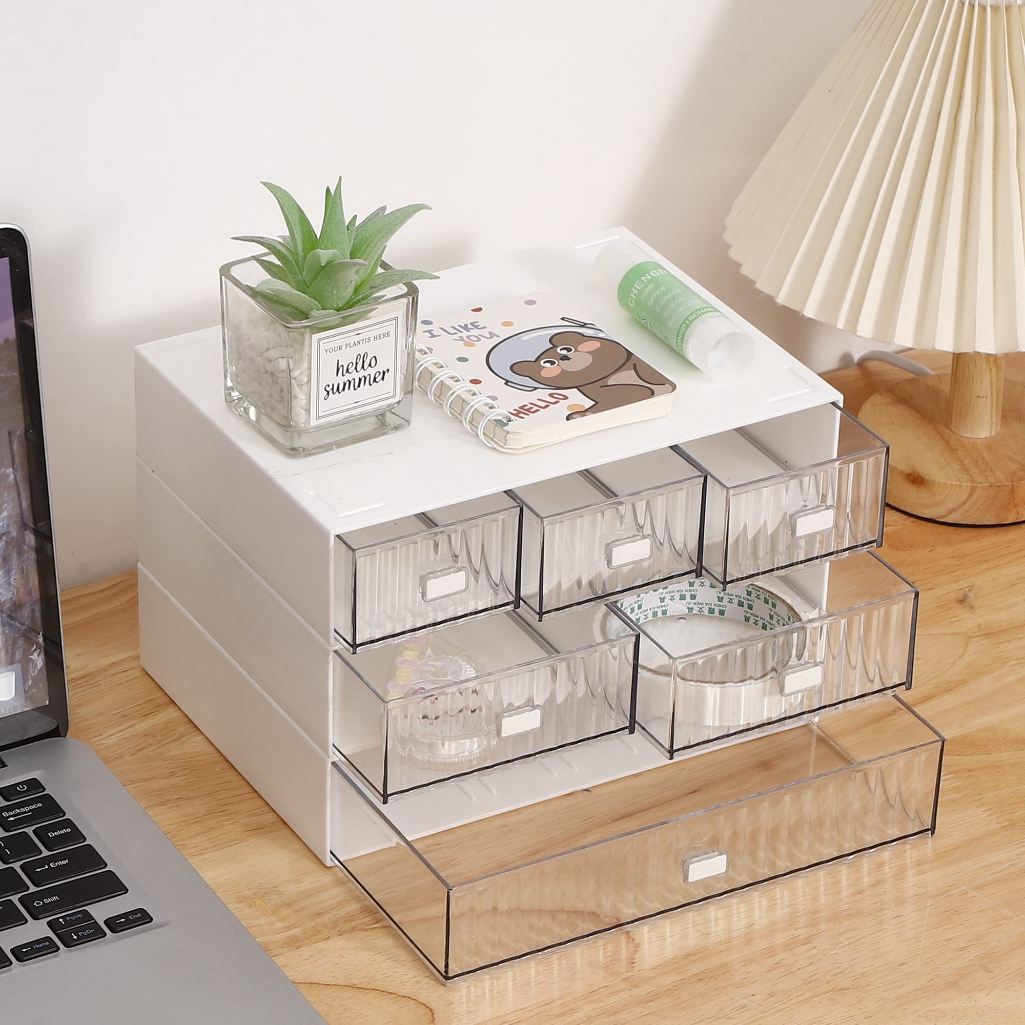 Ykpoqir Desk Organizer Stackable Storage With 6 Drawers Stackable Drawers For Desk Storage, Makeup Storage Accessories, Desktop
