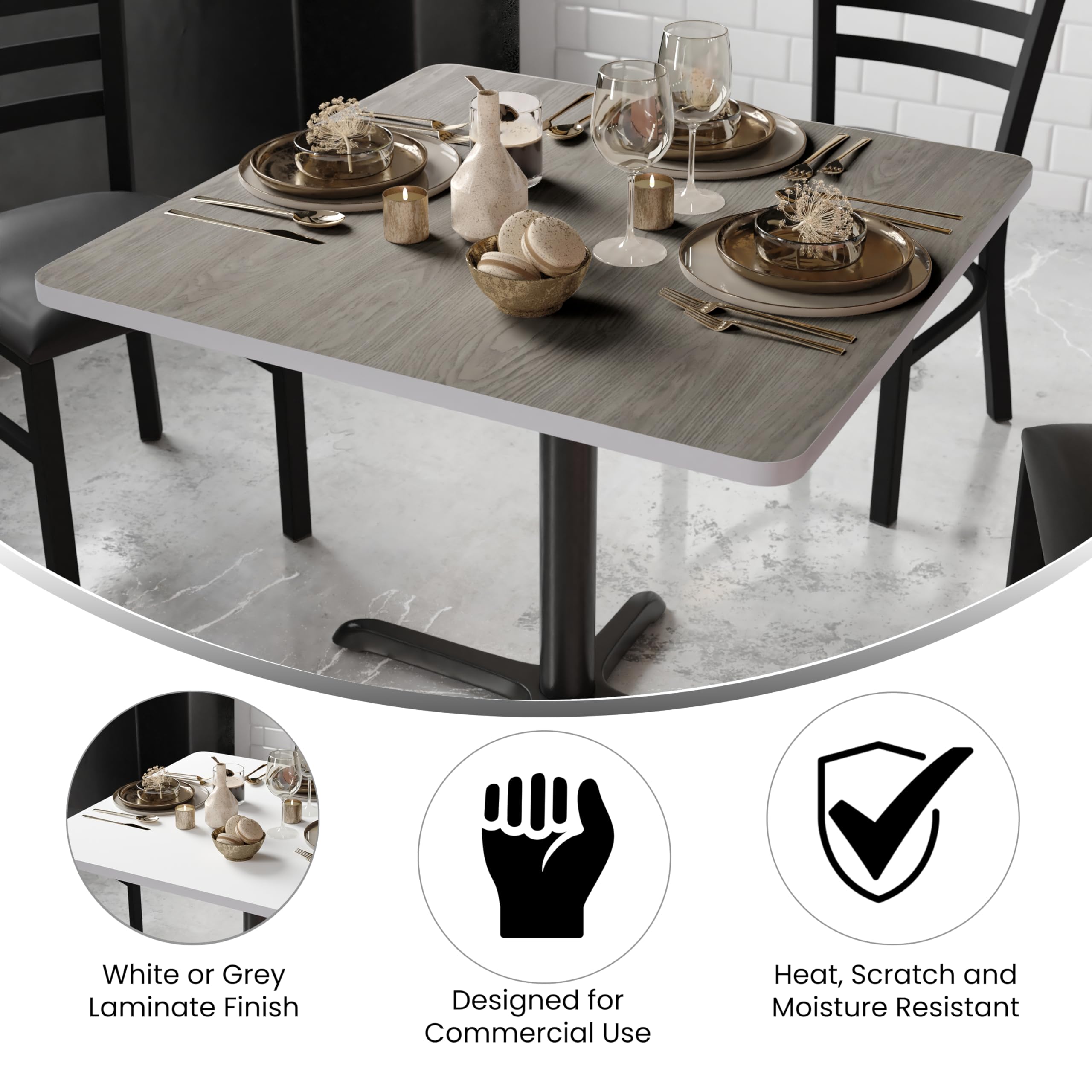 Flash Furniture Glenbrook 36' Square Table Top With White Or Gray Reversible Laminate Top (Pack Of 1)