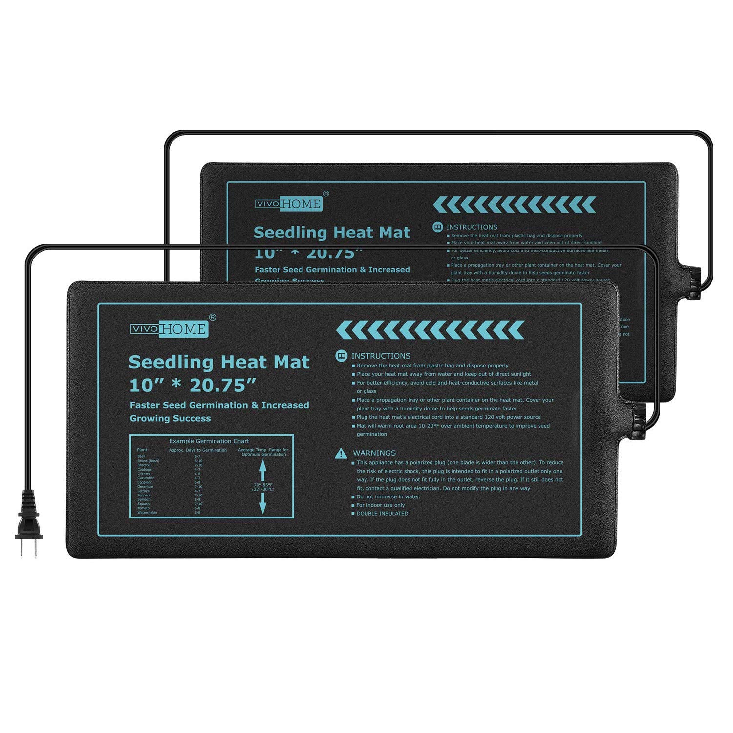 Vivohome 20W Waterproof Seedling Heat Mats For Seed Starting Propagation And Increase Germination Success 10 Inch X 20.75 Inch P