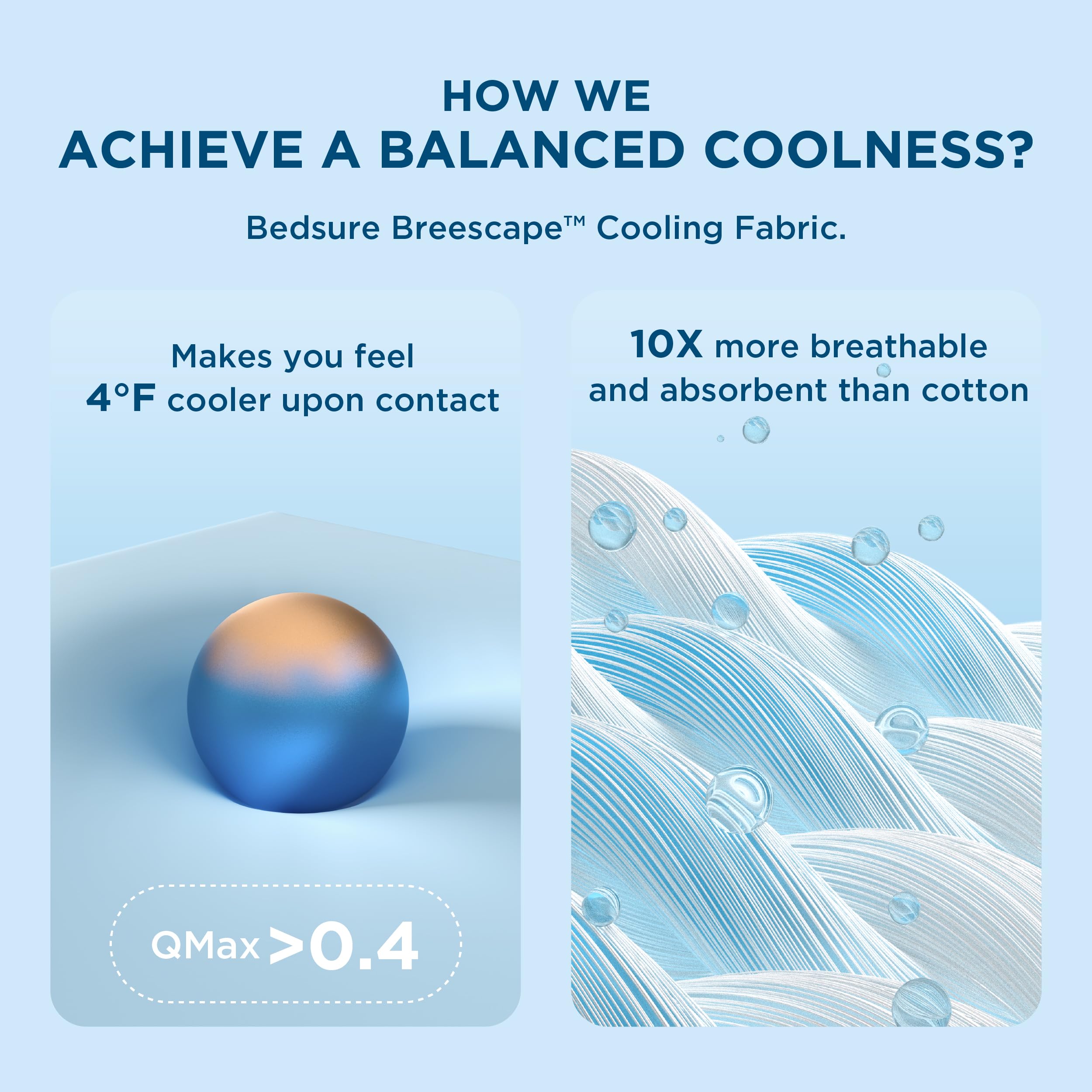 Bedsure Breescape Cooling Comforter Queen Size, Double-Sided Cool Tech Comforter, Soft Cooling Comforter For Hot Sleepers,Q-Max>