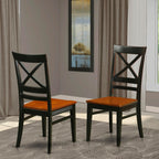 East West Furniture QUC-BLK-W Quincy Kitchen Dining Cross Back Wooden Seat Chairs, Set of 2, Black & Cherry