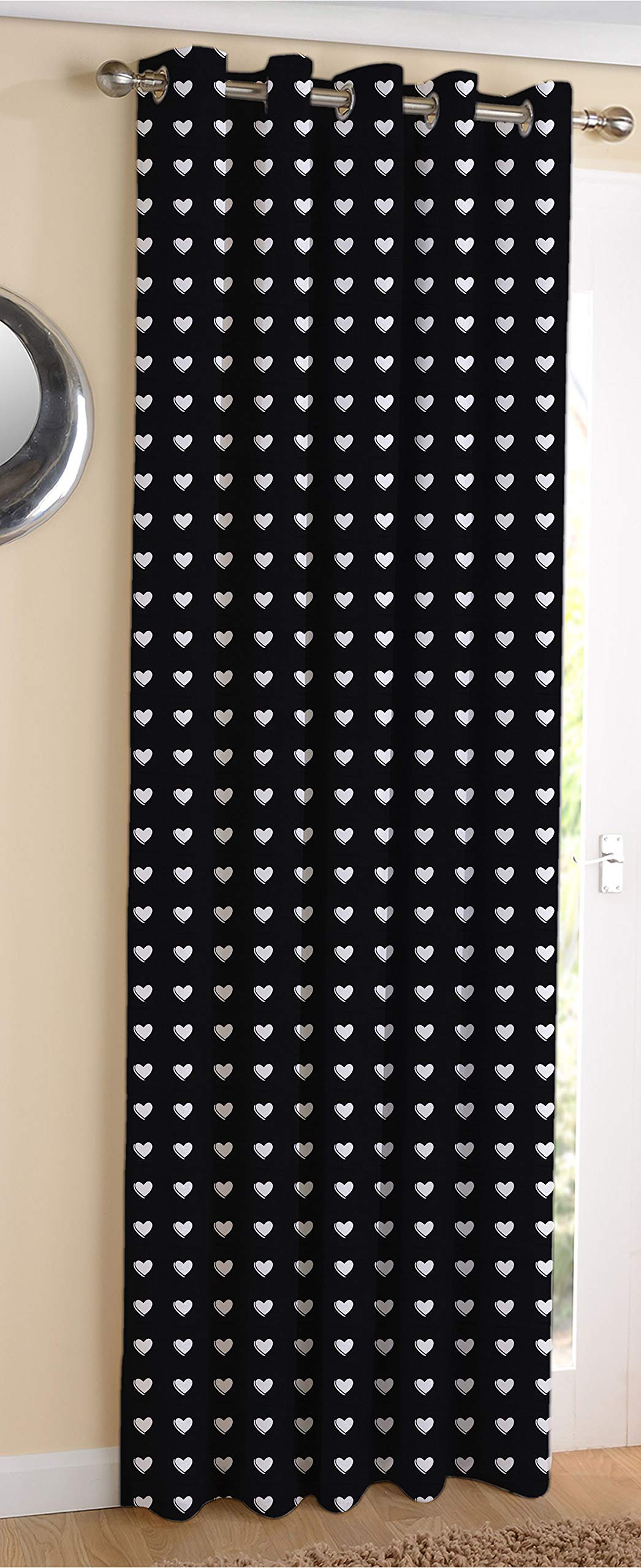 AIRWILL  Cotton Blackout and Room Darkening 9ft Long Door Curtains Pack of 1 pc. (Self Design  Black)