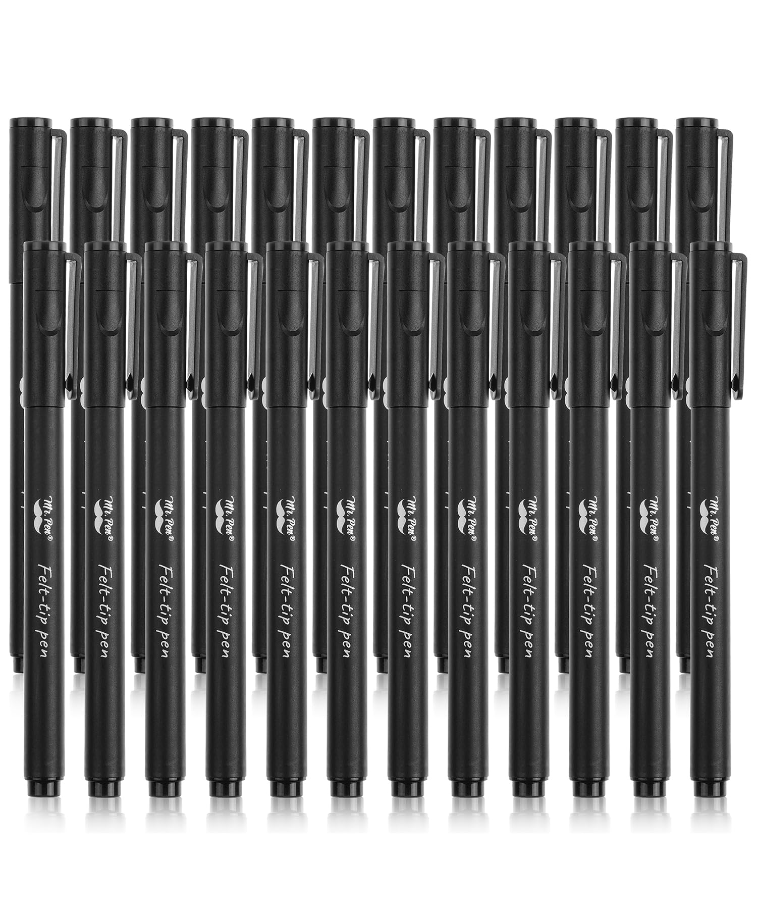 Mr. Pen Pack Of 24 - Black Felt Tip Pens, Fast Dry, 0.7Mm Point, Fine Point, Bible Journaling, Planner Markers