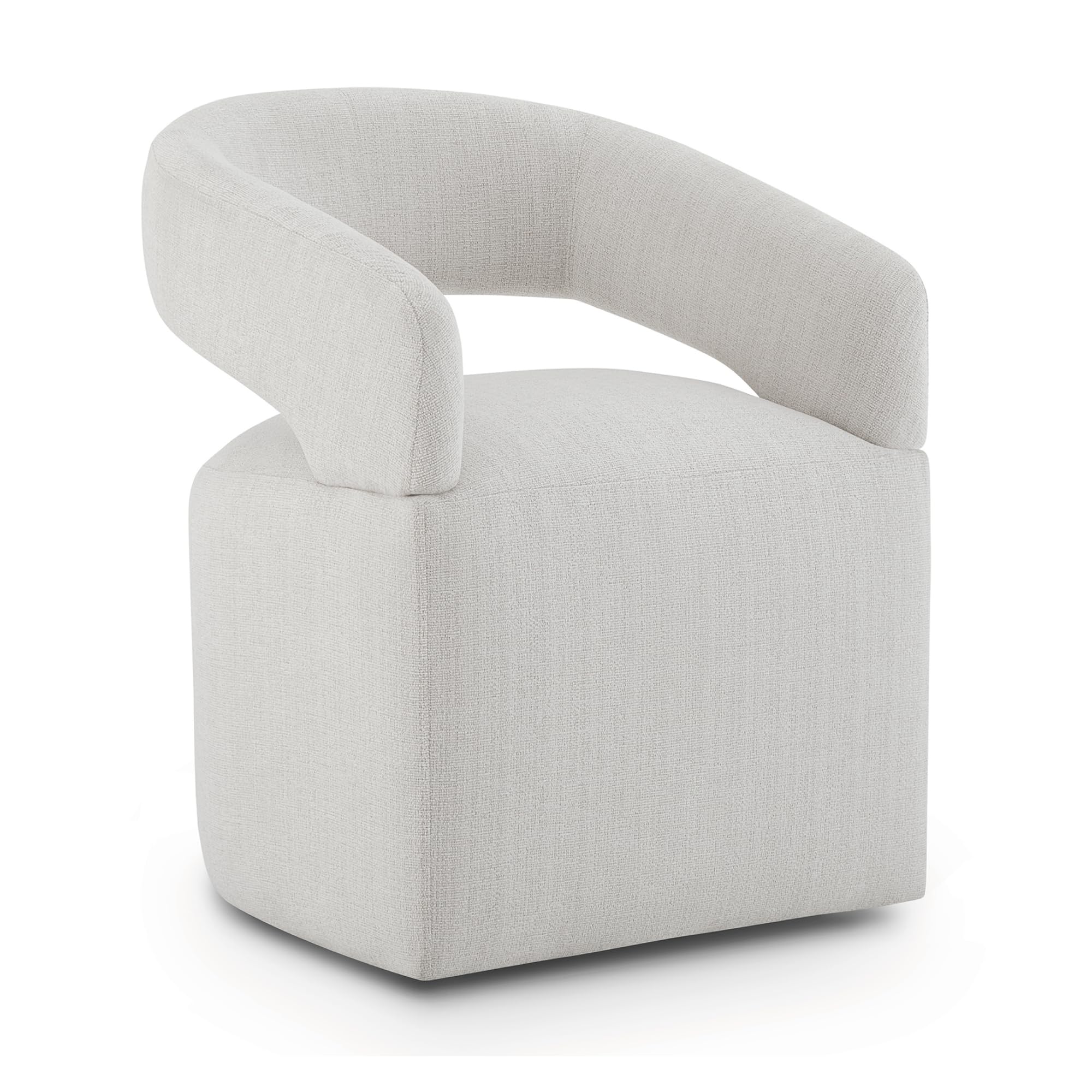 Kislot Upholstered Dining Chairs With Casters Modern Barrel Side Armchair With Rollers For Diningroom Bedroom Livingroom Reading