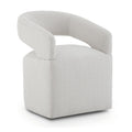 Kislot Upholstered Dining Chairs With Casters Modern Barrel Side Armchair With Rollers For Diningroom Bedroom Livingroom Reading