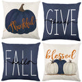 Vellibring Fall Pillow Covers 20 X 20 Inch Blue Pumpkins Throw Pillow Covers For Farmhouse Autumn Cushion Covers Thanksgiving Pi