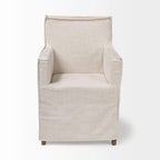HomeRoots Cream Fabric Slip Cover with Brown Wood Frame Dining Chair