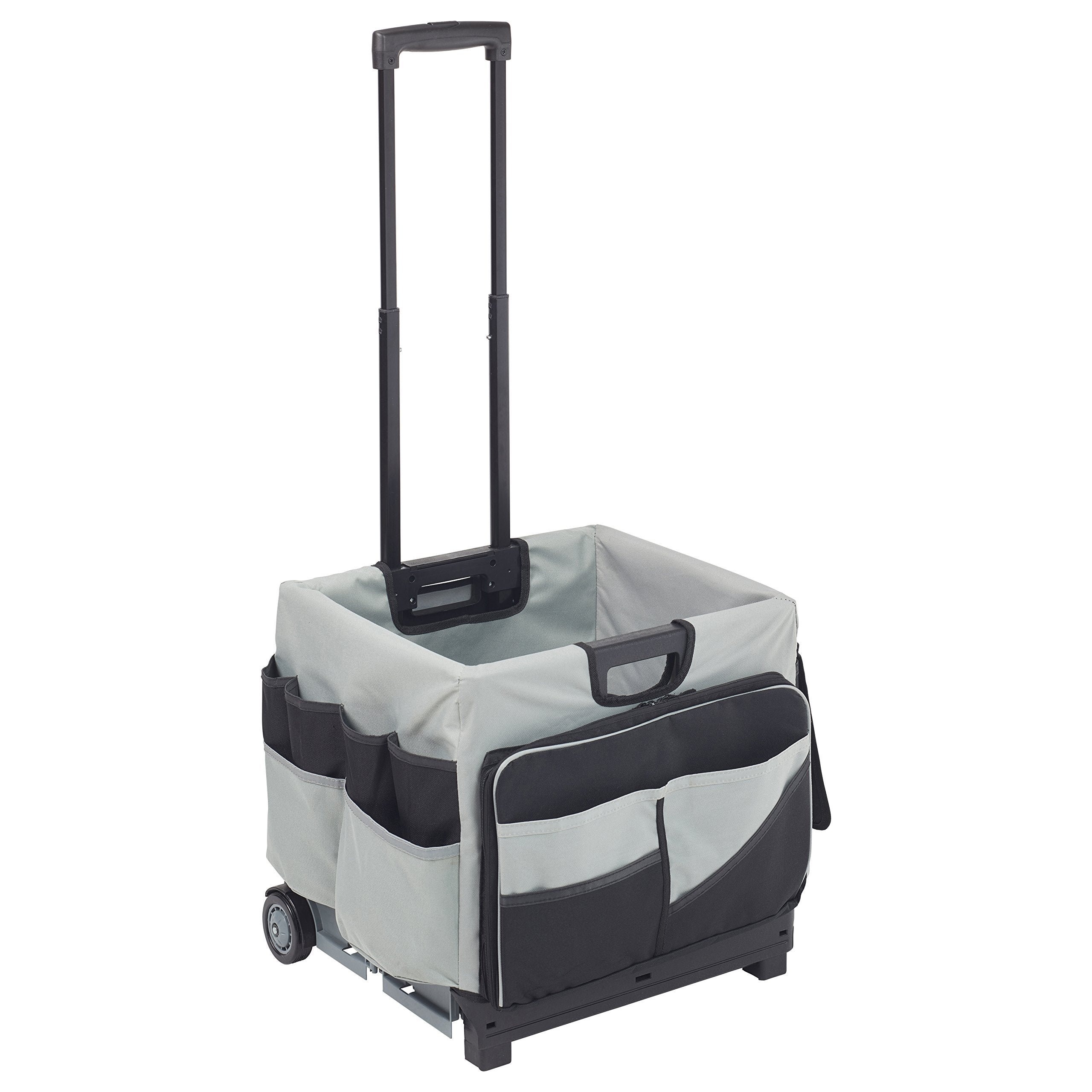 Ecr4Kids Universal Rolling Cart With Canvas Organizer Bag, Mobile Storage, Black
