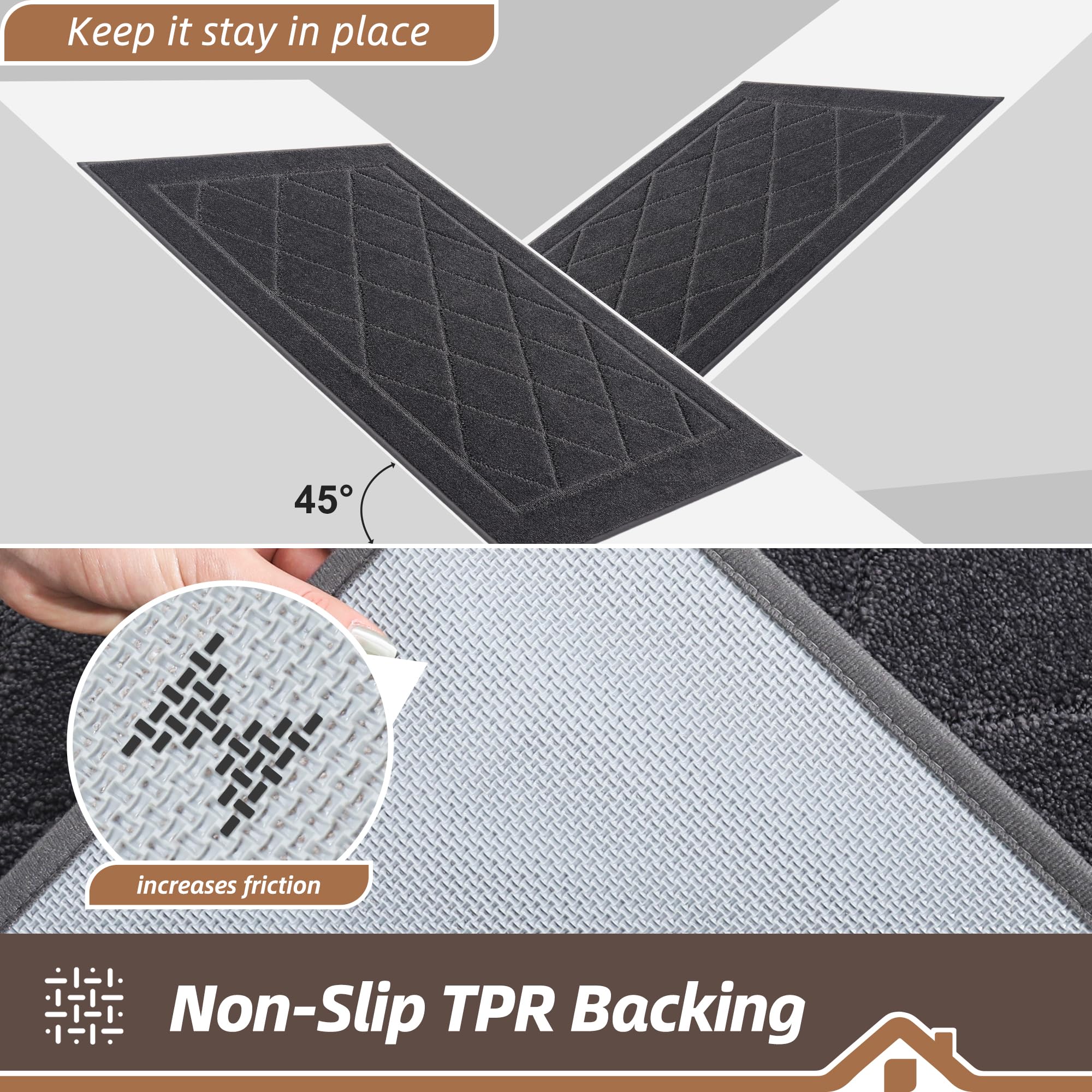 Beqhause Dirt Trapper Door Mat 24'' X 36'', Non-Slip Machine Washable Entryway Rug, Dog Door Mat Indoor, Stain Resistant And Abs