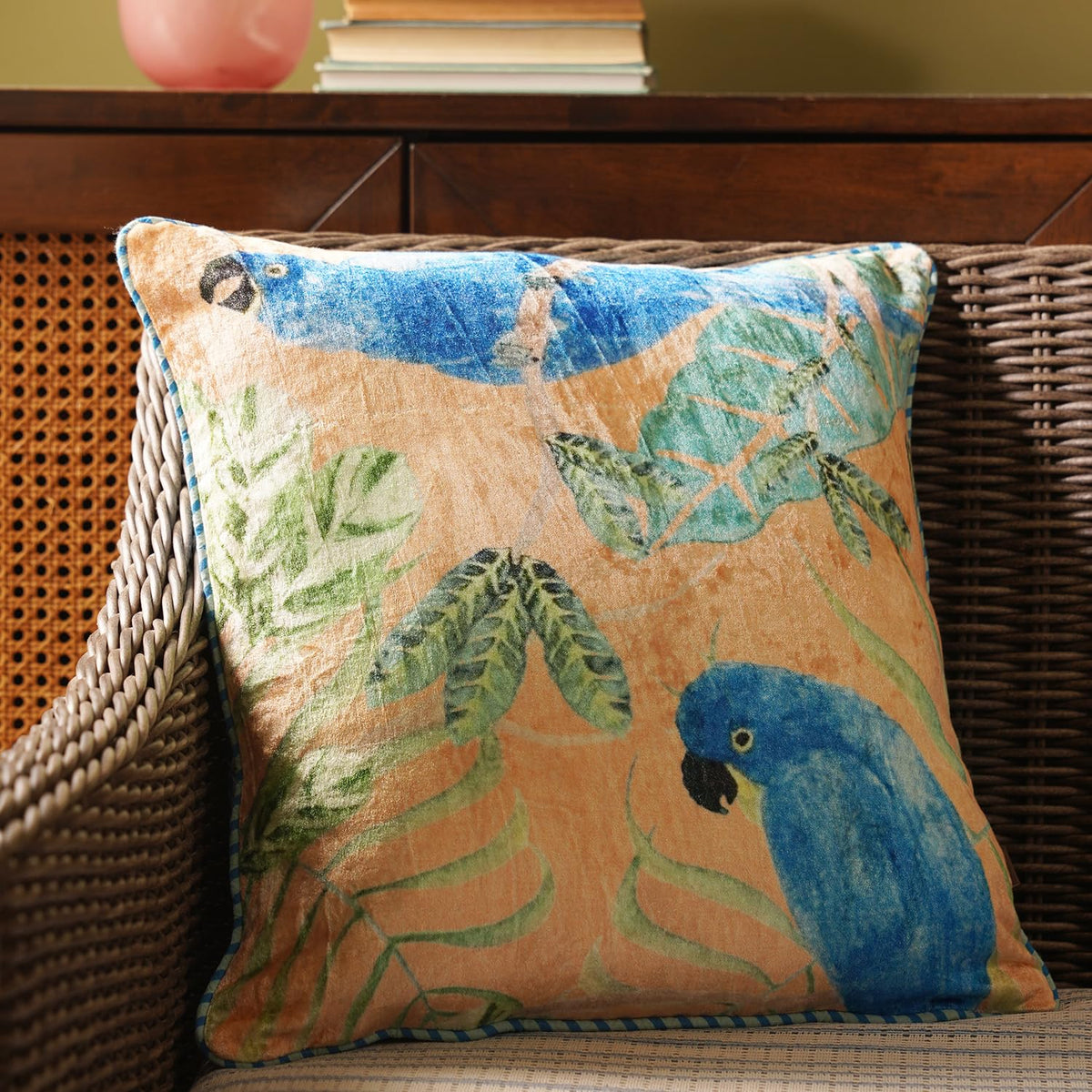 Pure Home + Living Orange Printed Velvet Square Cushion Cover Sofa, Living Room, Office Diwali Decoration Printed Sparkle Velvet