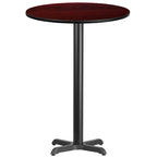 Flash Furniture 30'' Round Mahogany Laminate Table Top With 22'' X 22'' Bar Height Table Base