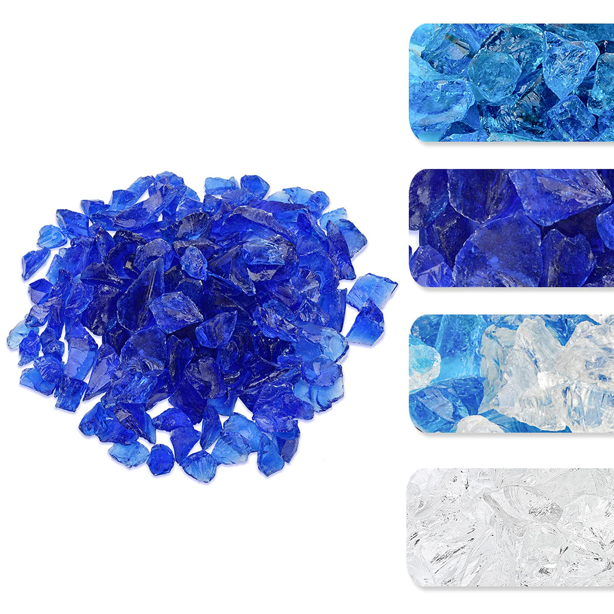 Skyflame 10-Pound Recycled Fire Glass For Fire Pit/Fireplace/Vase Fillers/Garden Landscapes, Cobalt Blue