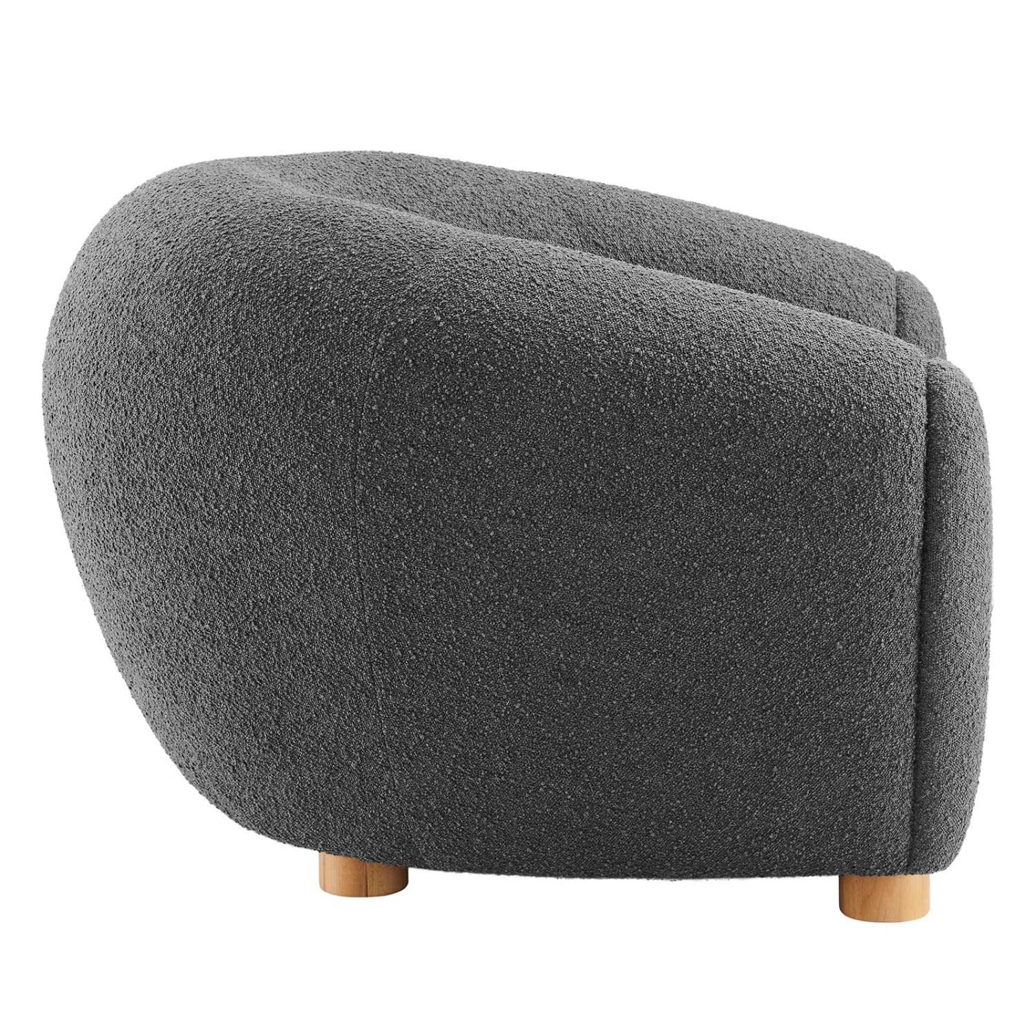 Modway Abundant Beech Wood And Boucle Upholstered Fabric Armchair In Charcoal