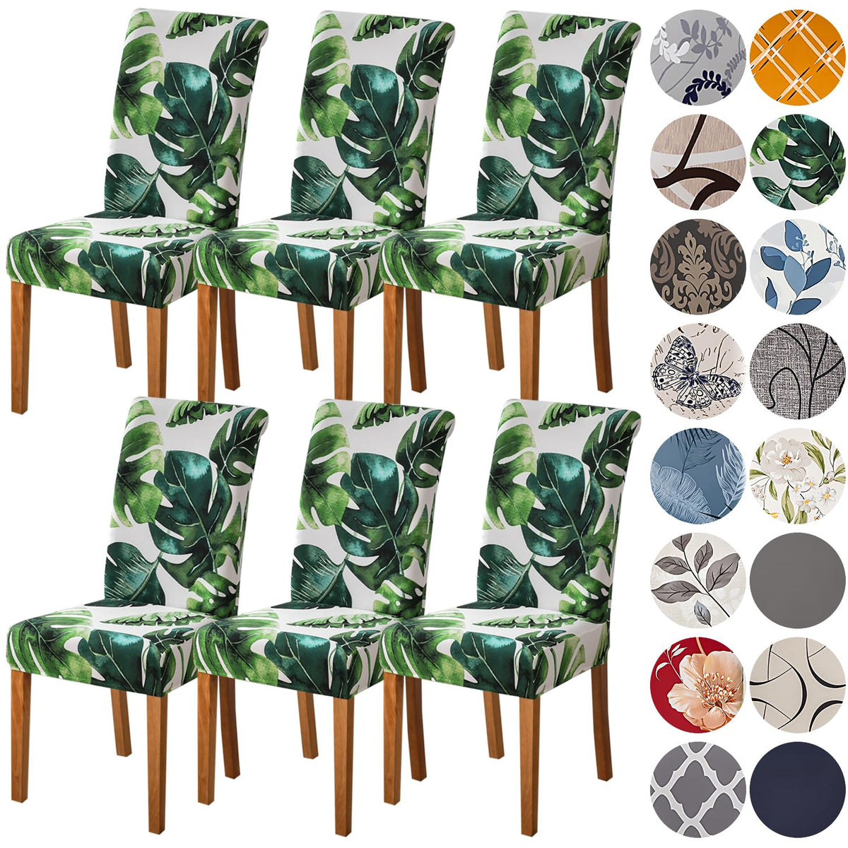 Hzdhclh Chair Covers For Dining Room 6 Pack,Stretch Spandex Green Parsons Chair Slipcover Set Of 6,Washable Anti-Dust Chair Seat