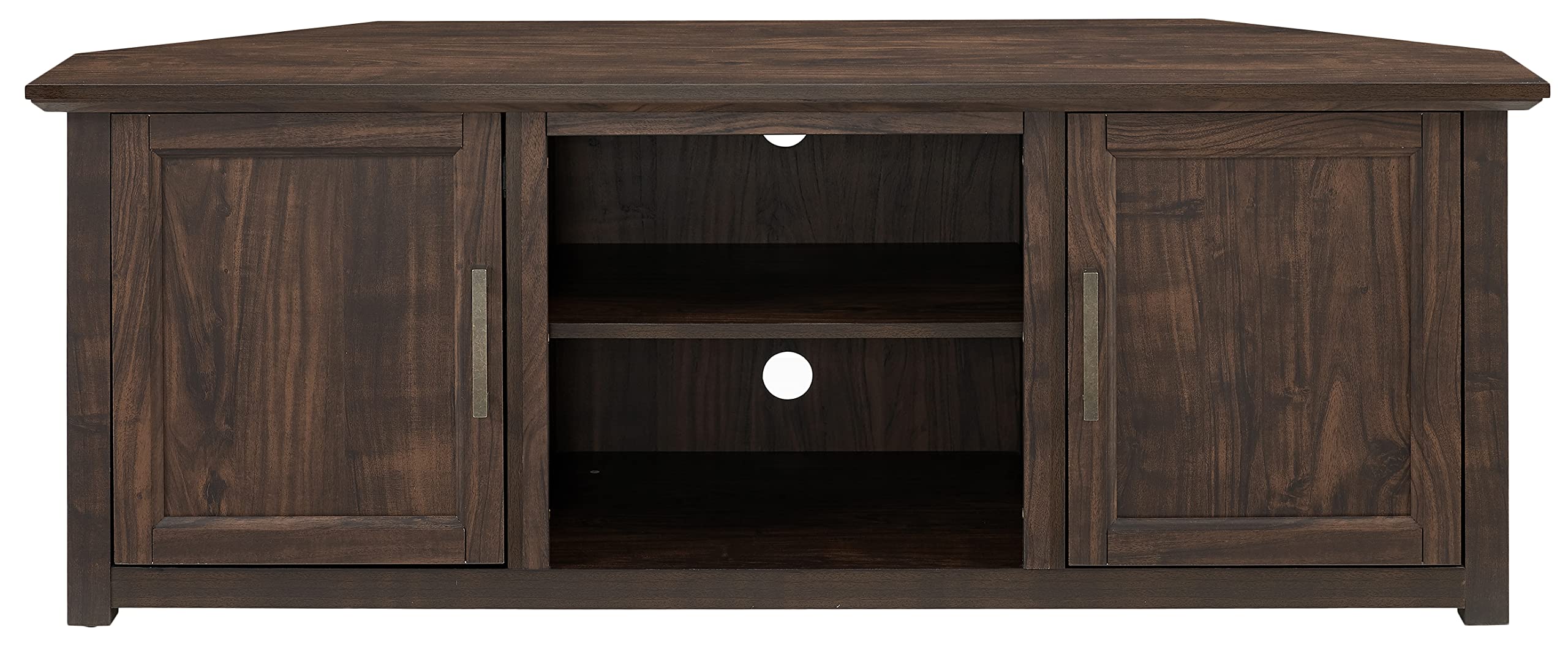 Crosley Furniture Camden Corner TV Stand for 65+ inch TVs, Entertainment Center with Storage Shelves, Dark Walnut