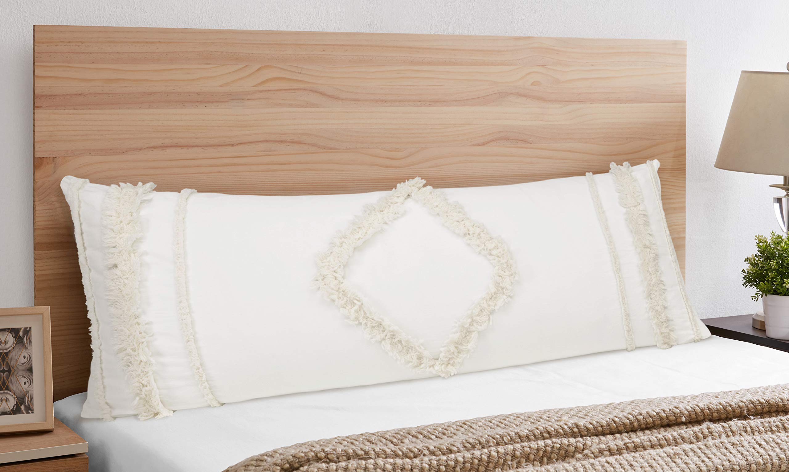 Sweet Jojo Designs Bohemian Boho Chic Ivory Macrame Tufted Tassel Accent Decorative Couch Long Throw Zipper Body Pillow Cover Ca
