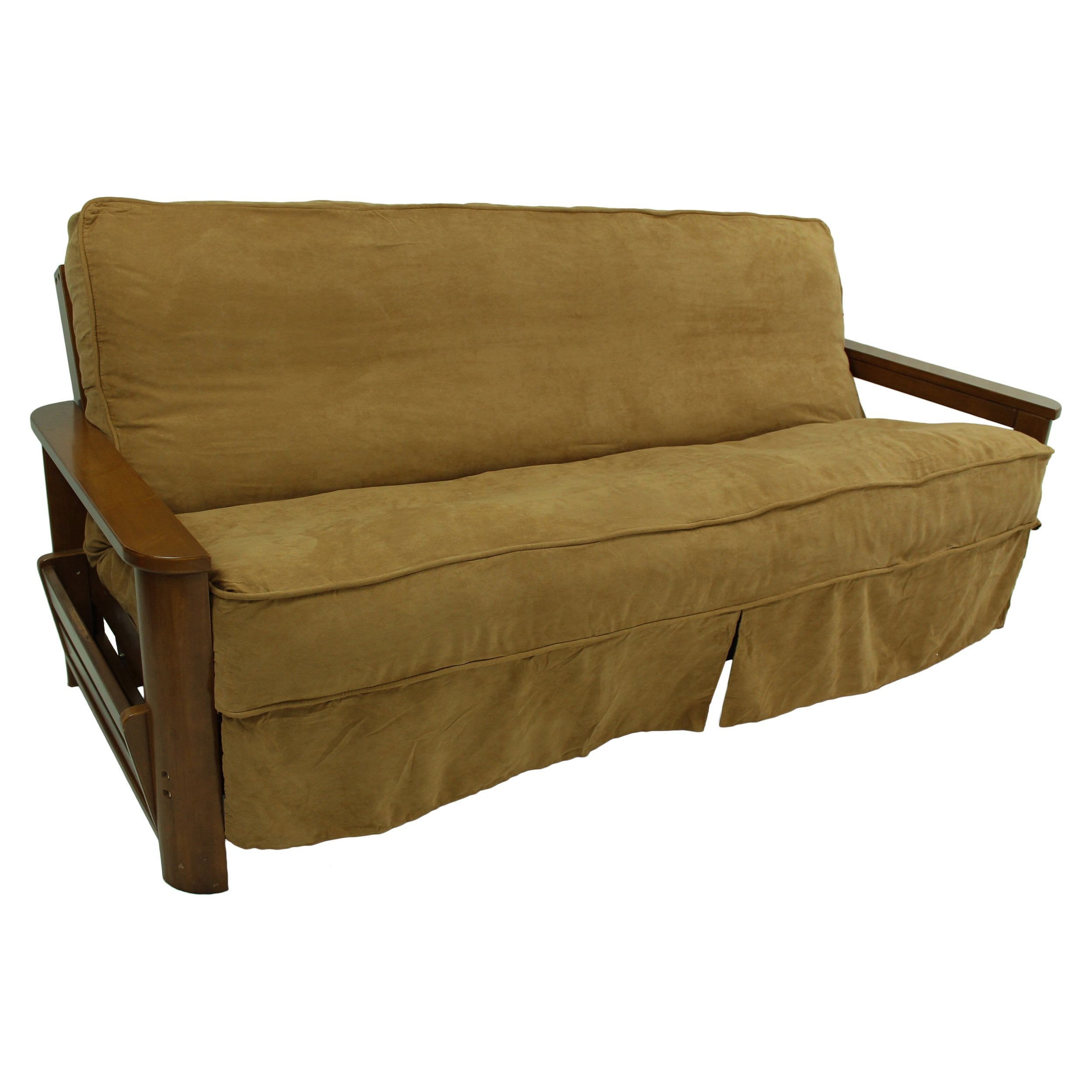 Blazing Needles Solid Microsuede Double Corded 8&quot; to 9&quot; Futon Slipcover, Full, Camel