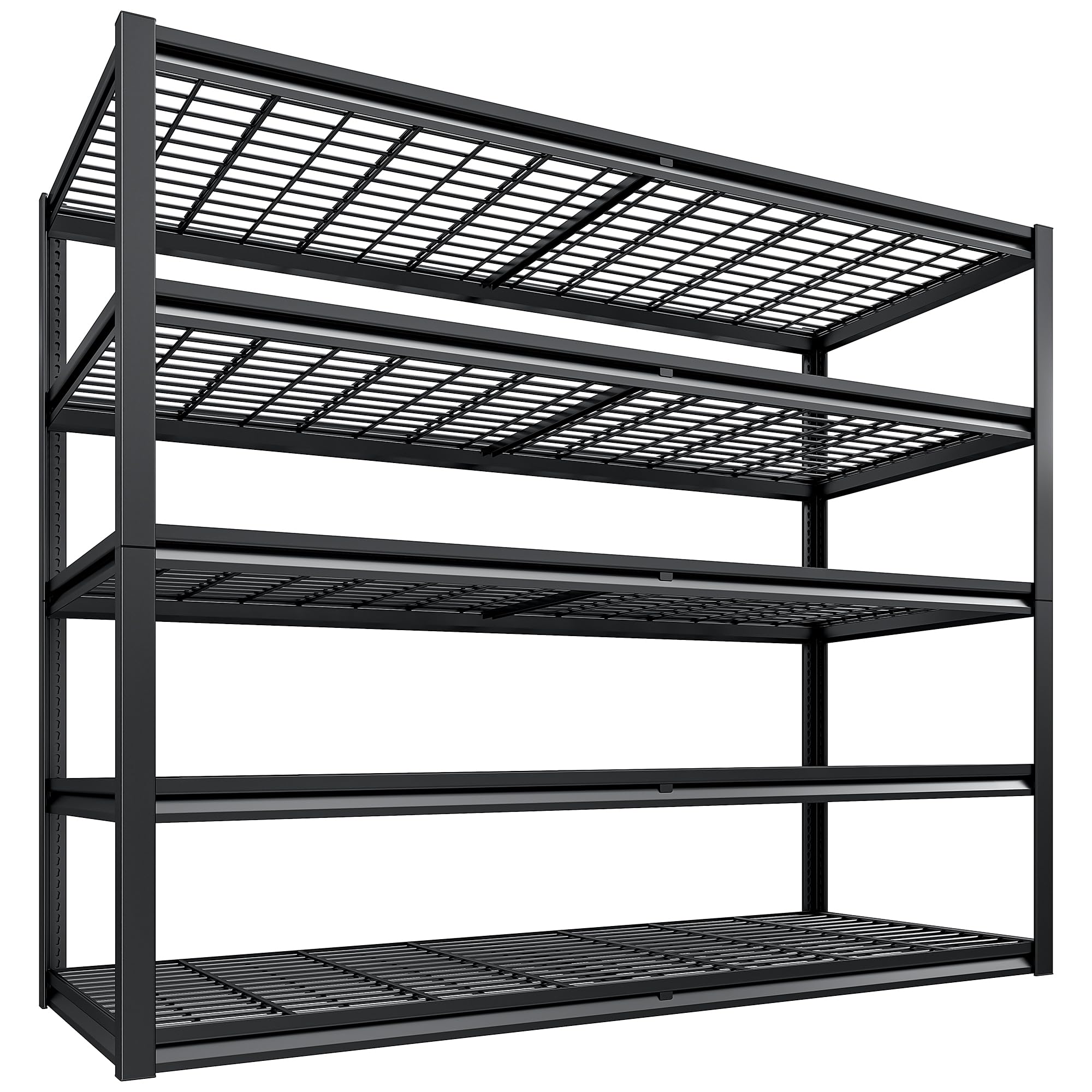 Reibii 78'' H Garage Shelving 3000Lbs Heavy Duty Garage Storage Shelves Adjustable 5 Tier Metal Shelving Unit For Storage Rack S