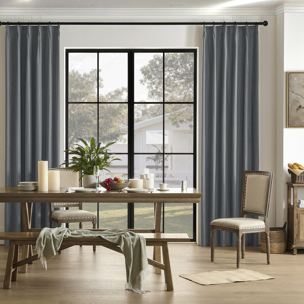 Dualife Charcoa Grey Blackout Pinch Pleat Curtains 102 Inches Long 2 Panels Set, Back Tab With Hooks Curtains Drapes For Bedroom
