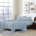 Cathay Home Essentials Ultra Soft Hypoallergenic Wrinkle Resistant Double Brushed Microfiber Bedding Sheet Set, Blue Fog