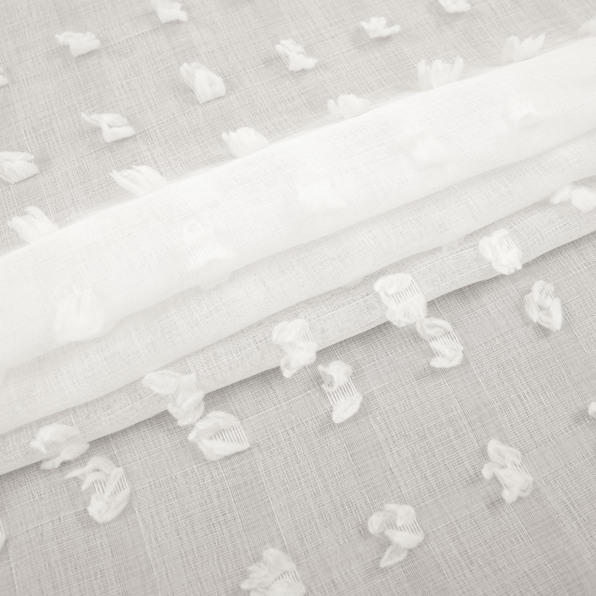 Cream Boho Sheer Curtains Drapes For Living Room 90 Inch Length 2 Panels Set Country Shabby Chic Rod Pocket Semi Sheer Window Treatments Farmhouse Curtains For Bedroom 90 Inches Long,Off White Ivory