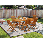 East West Furniture Cmcm7Cana Cameron 7 Piece Patio Garden Set Consist Of A Rectangle Outdoor Acacia Wood Dining Table And 6 Folding Arm Chairs, 36X66 Inch, Natural Oil