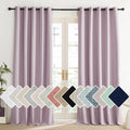 NICETOWN Pink Vintage Linen 100% Blackout Curtains for Living Room, Thermal Insulated Curtains 120 Long, Noise Reducing Window T