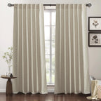 Ryb Home Natural Beige Linen Sheer Curtains 84 Inches Long For Bedroom And Living Room, Back Tab/Rod Pocket, Light Filtering Sheer Curtains And Drapes, W 52 X L 84 Inches, 2 Panels Set