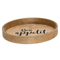 Elegant Designs Decorative 13.75'' Round Wood Serving Tray w/ Handles, ''Bon Appetit''