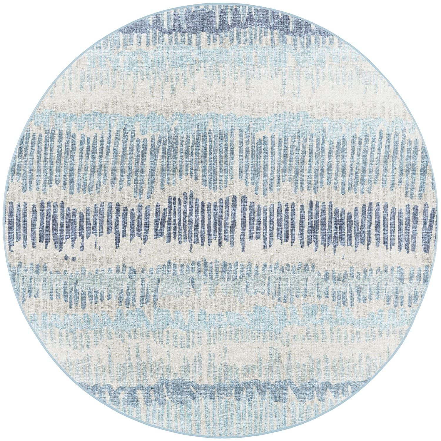 Winslow Wl4 Blue Transitional Rug Round 6' X 6'