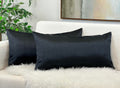 Aiking Home 12X24 Inches Faux Silk Rectangular Throw Pillow Cover, Zipper Closure, Black (Set Of 2)