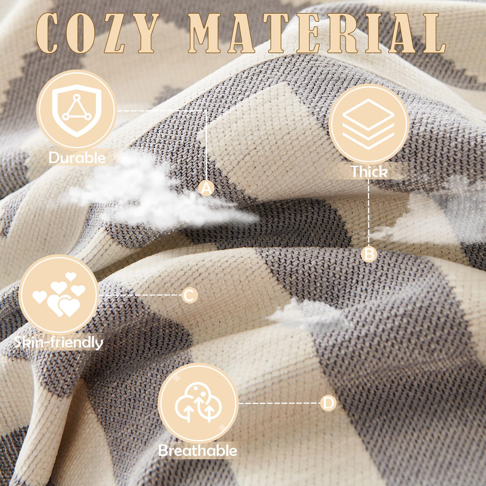 Handontime Grey Sofa Cushion Covers Boho Couch Sofa Covers Dog Couch Cover For Sofa Chenille Couch Sofa Slipcover For Pets Sofa Cover Thick Washable Sectional Slip Covers For Sofas/Couches 71' X150'