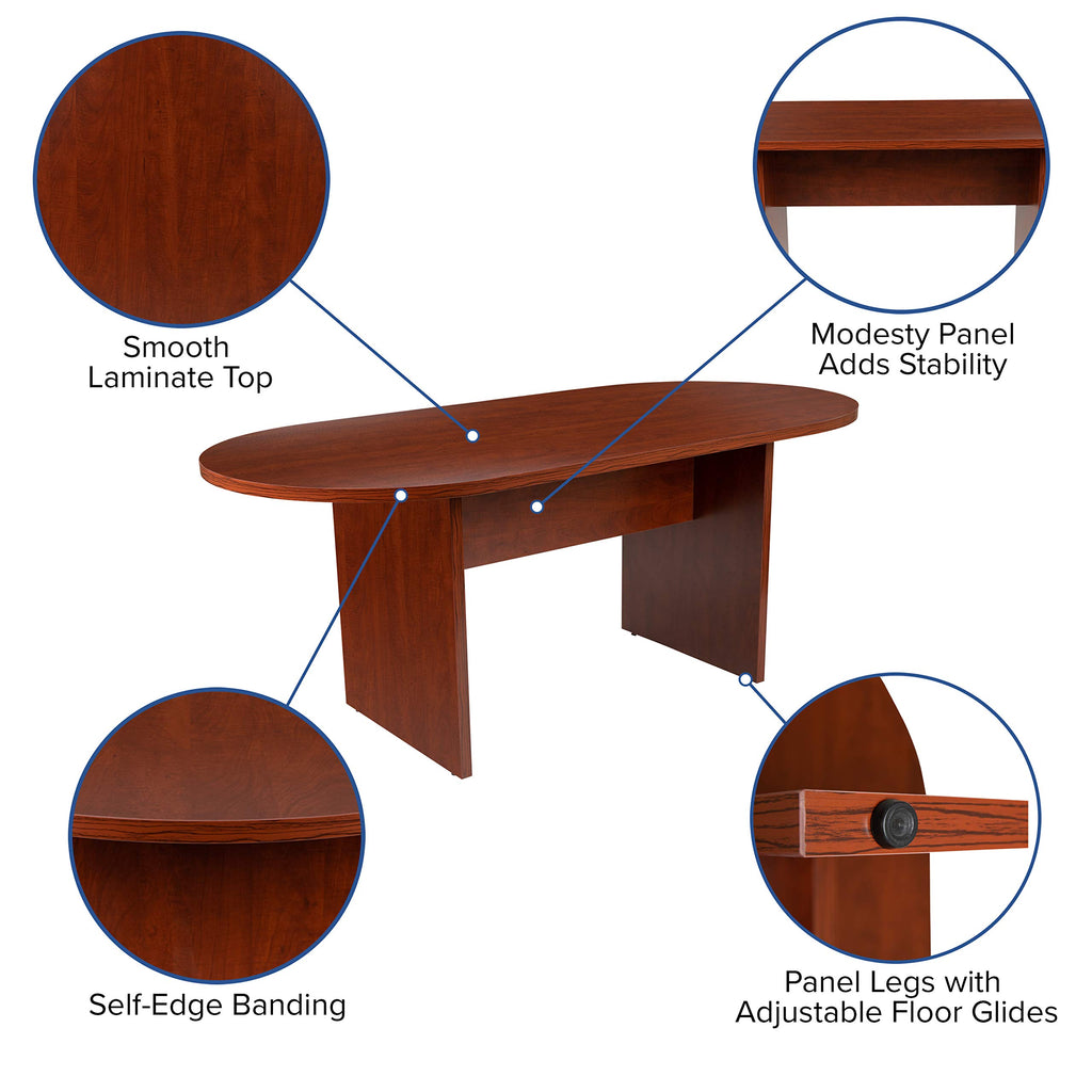Flash Furniture Jones 6 Foot (72 Inch) Oval Conference Table In Cherry
