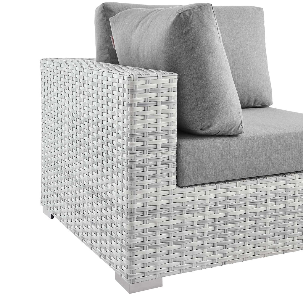 Modway Convene Wicker Rattan Outdoor Patio Corner Chair in Light Gray Gray