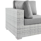 Modway Convene Wicker Rattan Outdoor Patio Corner Chair in Light Gray Gray
