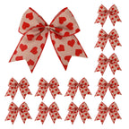 Meseey 12 Pcs 6 Inch Red Heart Printed Burlap Bows Decoration Bow for Valentine's Day Gift Wrapping Party Holiday Basket Ornamen