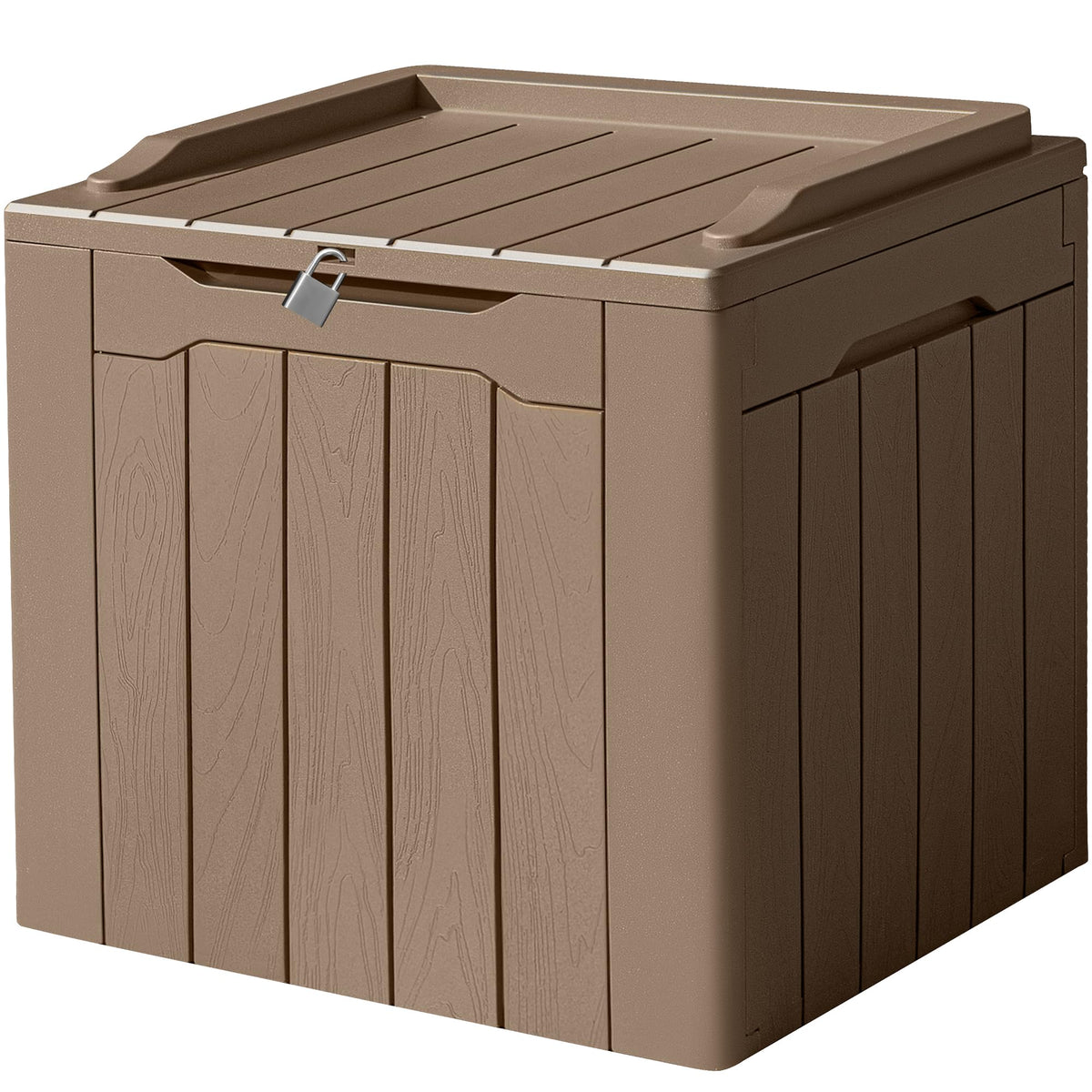 Devoko 31 Gallon Waterproof Outdoor Storage Box Resin Deck Box Lockable And Uv Resistant For Patio Furniture,Garden Tools (Light