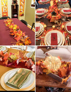 4 Packs Artificial Fall Leaves Garland, 5.9Ft/Pieces Autumn Maple Leaves Mantle Garland Hanging Vines For Home Decor Wedding Hal