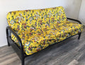 OctoRose Full Size 3 Side Zipper Linen Yellow Birds Printing Futon Cover Slipcover Sofa Day Bed Couch Mattress Cover Protector (