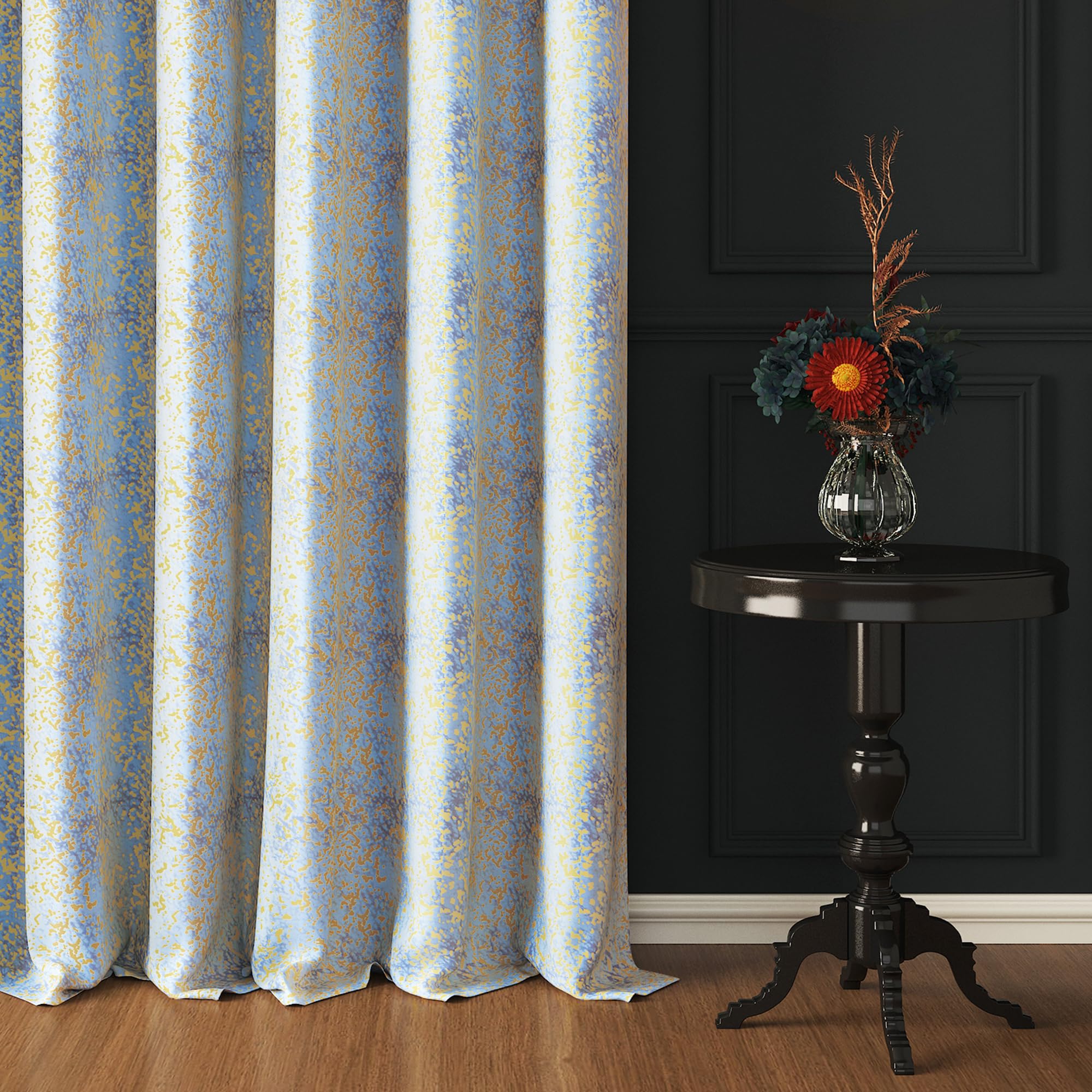 Story@Home Blackout Window Curtains 5 Feet Set Of 2 | Splatter Print | 70% Room Darkening Curtain | Thermal Insulated Curtains F