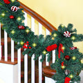 MorTime 2 Pack 9 FT LED Christmas Garland with Pinecones Red Berries Bows Christmas Balls Candies, Multi-Function Christmas Garl