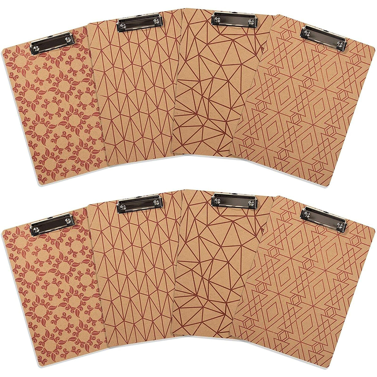 Juvale 8 Pack Cute Clipboards Bulk Supply With Low Profile Clip - Wooden Clip Boards For Office, School, Classroom, Fits Letter