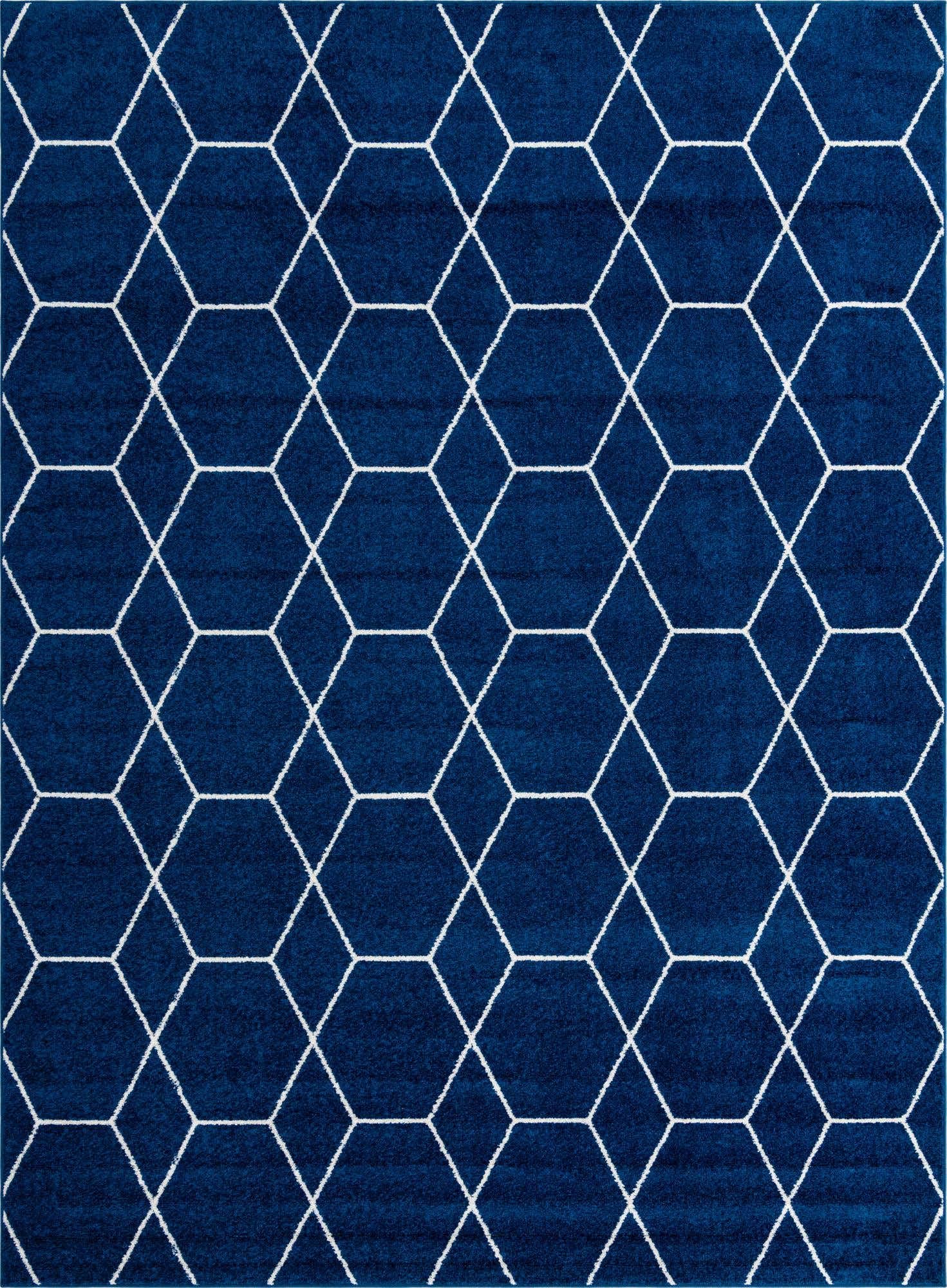 Unique Loom Trellis Frieze Collection Area Rug - Geometric (9 x 12 2, Navy Blue/ Ivory)