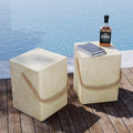 Sunbury Outdoor Side Table Set Of 2, 2 Pieces Concrete Side Table For Patio,18'H Small Outdoor Accent Table W Hemp Rope, Patio Side Table End Table Warm Gray, Ceramic Side Table Garden Stool Log Table