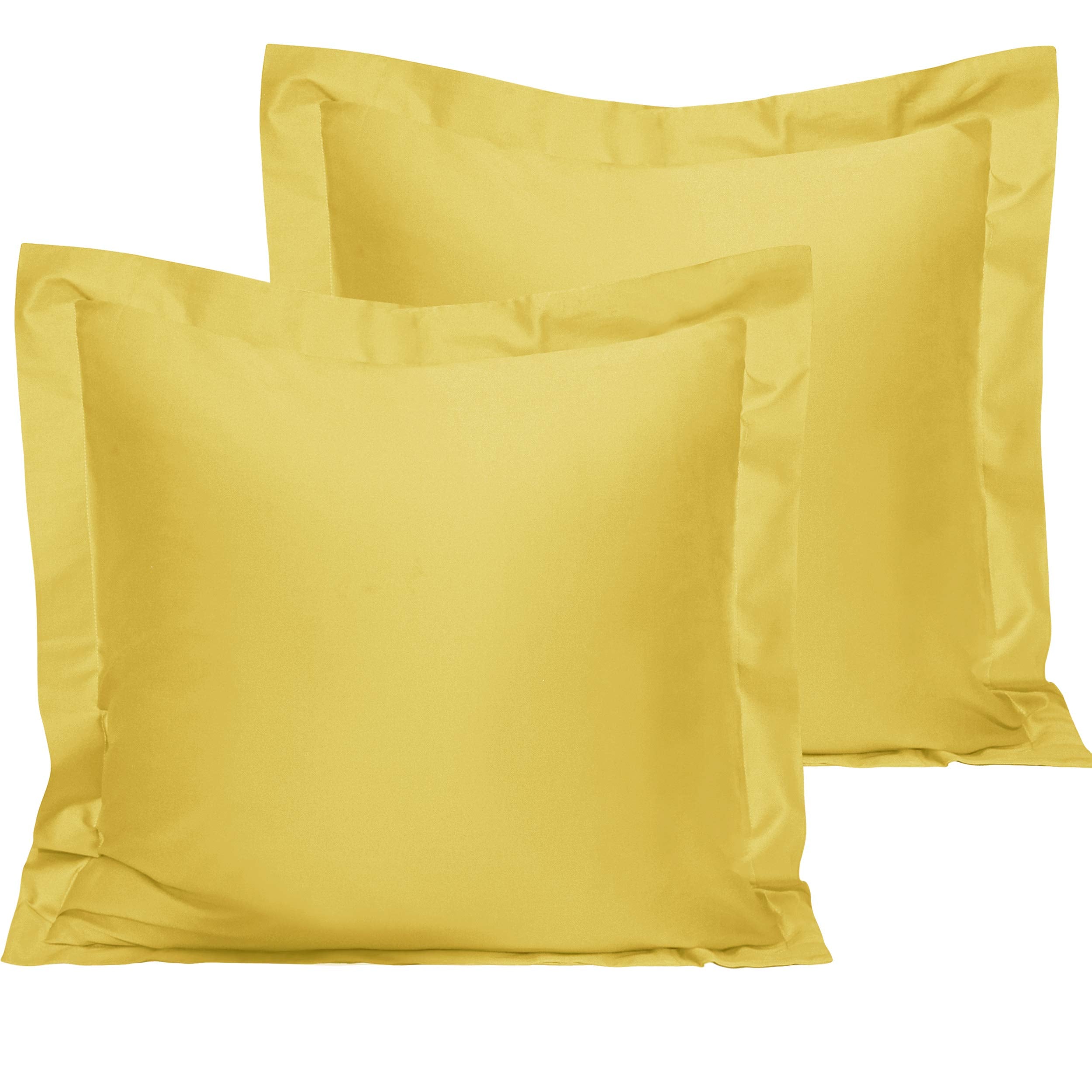 Ntbay 2 Pack 500 Thread Count 100% Egyptian Cotton Euro Pillow Shams, Super Soft And Breathable European Throw Pillow Covers, Square Pillow Cases, 26X26 Inches, Mustard Yellow