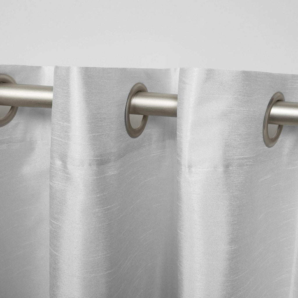 Exclusive Home Chateau Striped Faux Silk Grommet Top Curtain Panel Pair, 54''X63'', Navy/Grey