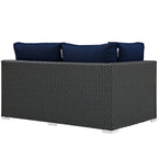 Modway EEI-1858-CHC-NAV Sojourn Wicker Rattan Outdoor Patio Sunbrella Fabric Left-Arm Loveseat in Canvas Navy