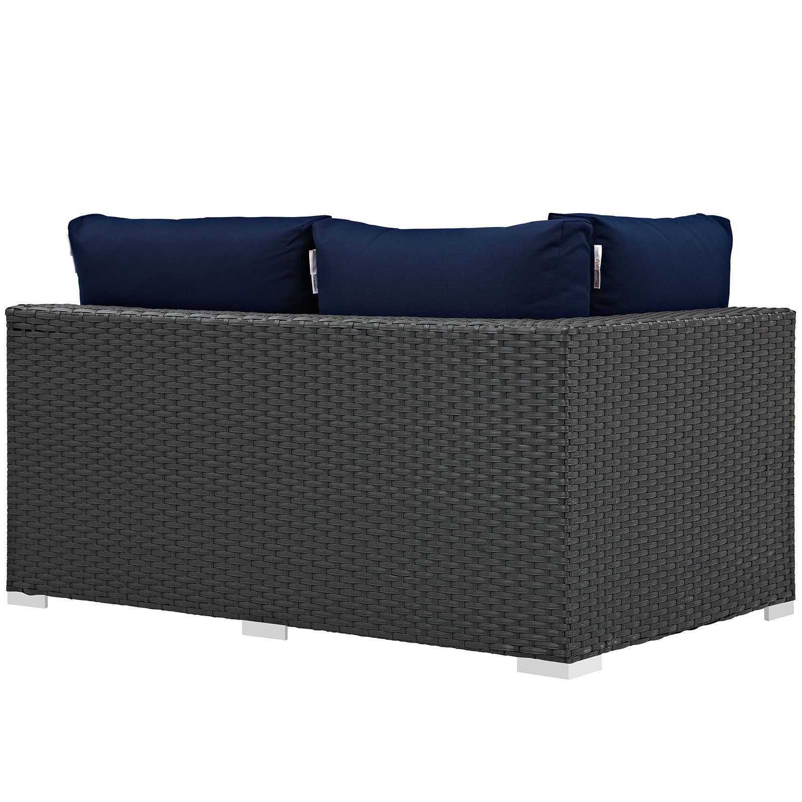 Modway EEI-1858-CHC-NAV Sojourn Wicker Rattan Outdoor Patio Sunbrella Fabric Left-Arm Loveseat in Canvas Navy